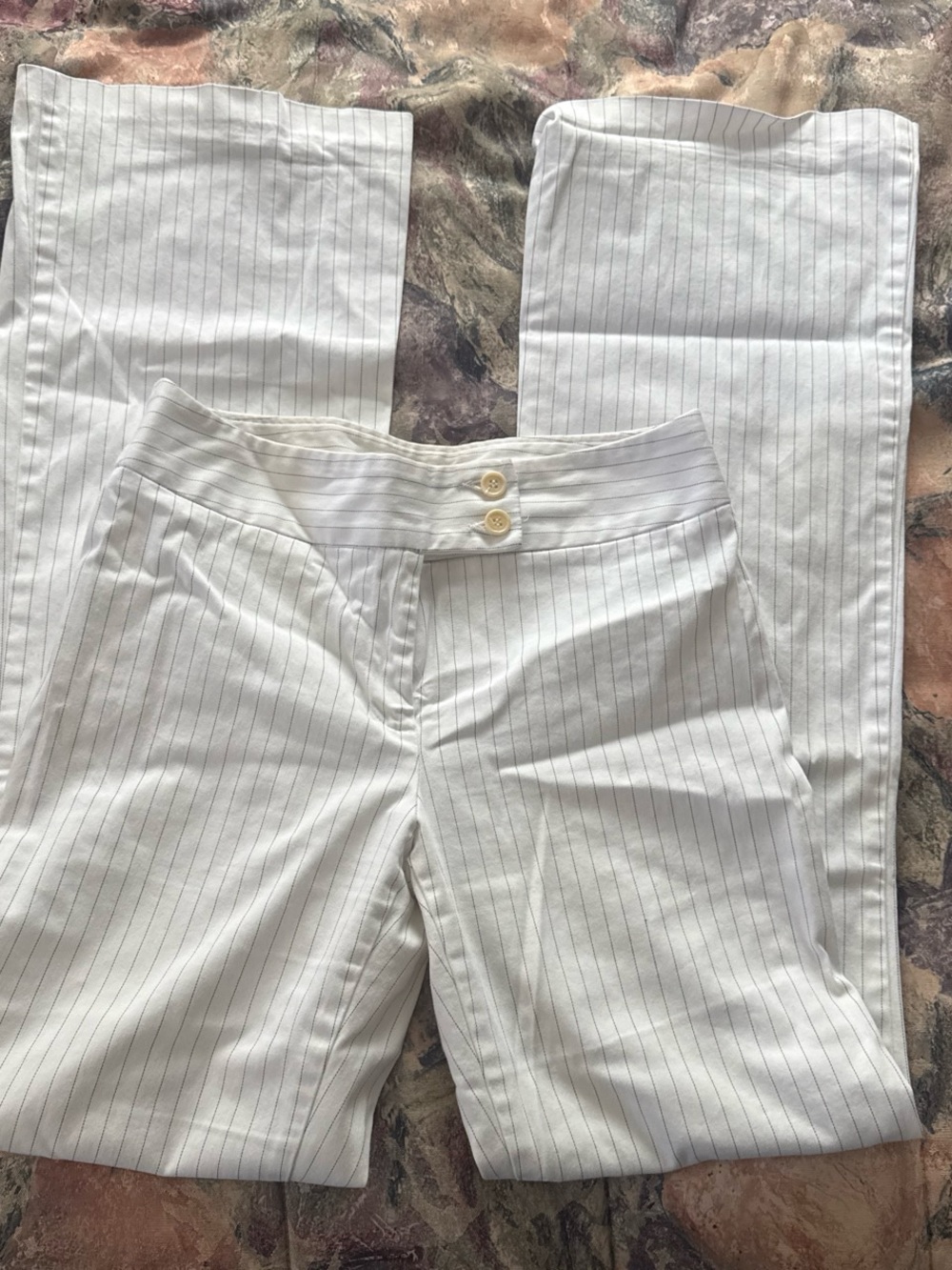 United Colors Of Benetton White Pinstripe Wide-Leg Trousers